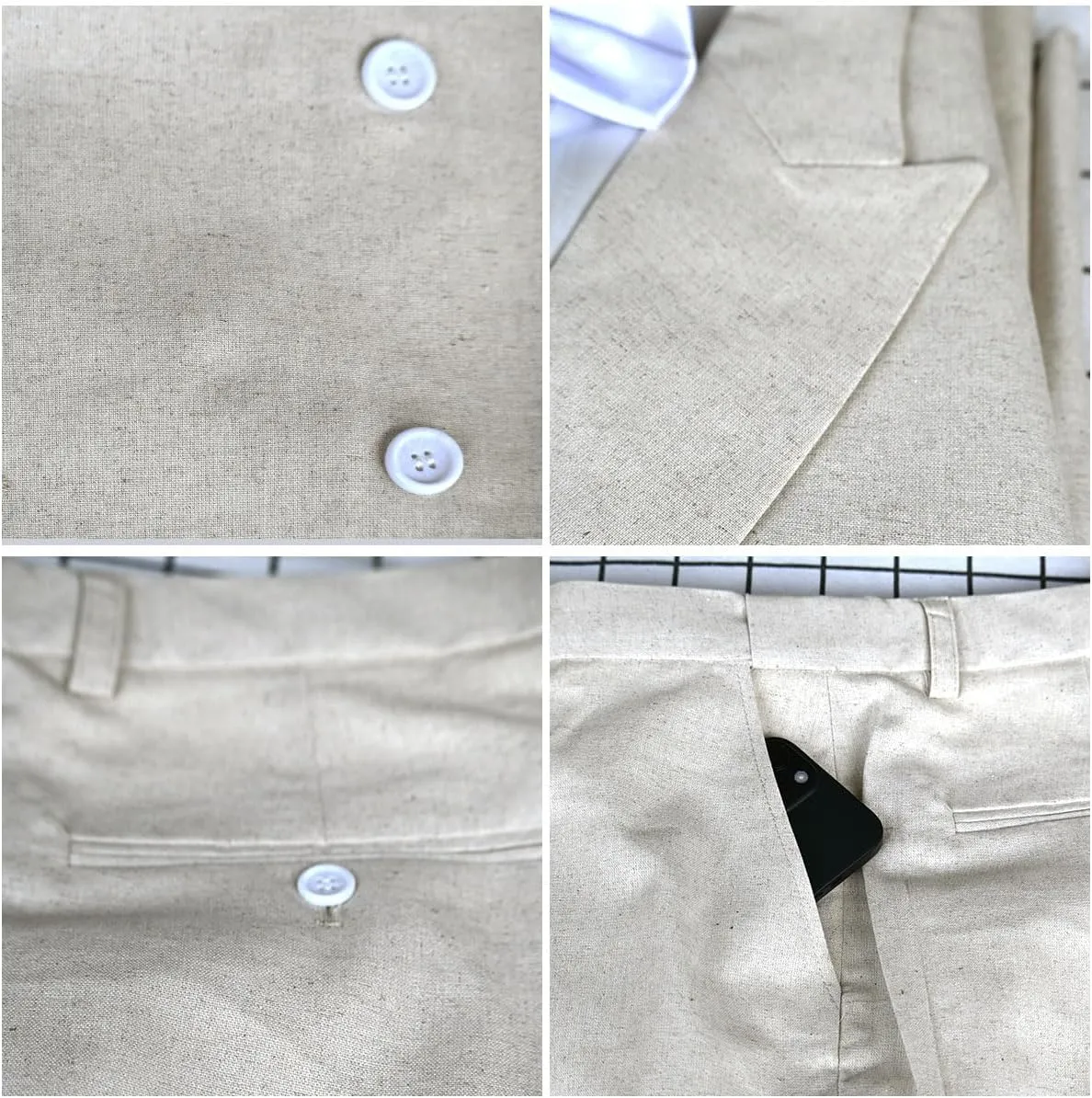 Mens Linen Cotton Shorts Suit Casual Grooms Beach Wedding Slim Fit Tuxedo Suit Blazer & Shorts Set