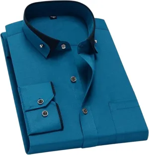 Men's Long Sleeve Dress Shirt Business Casual Button Down Shirt