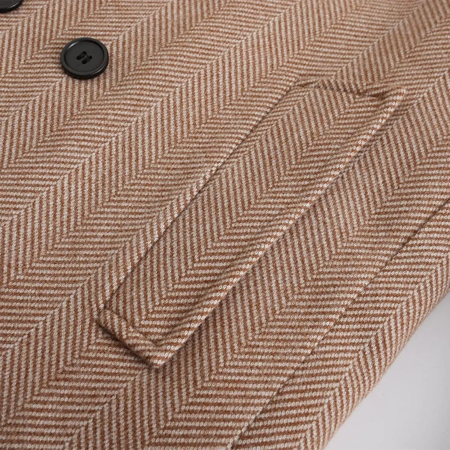 Men's Notched Collar Single Breasted Pea Coat Winter Classic Trench Overcoat with Pockets