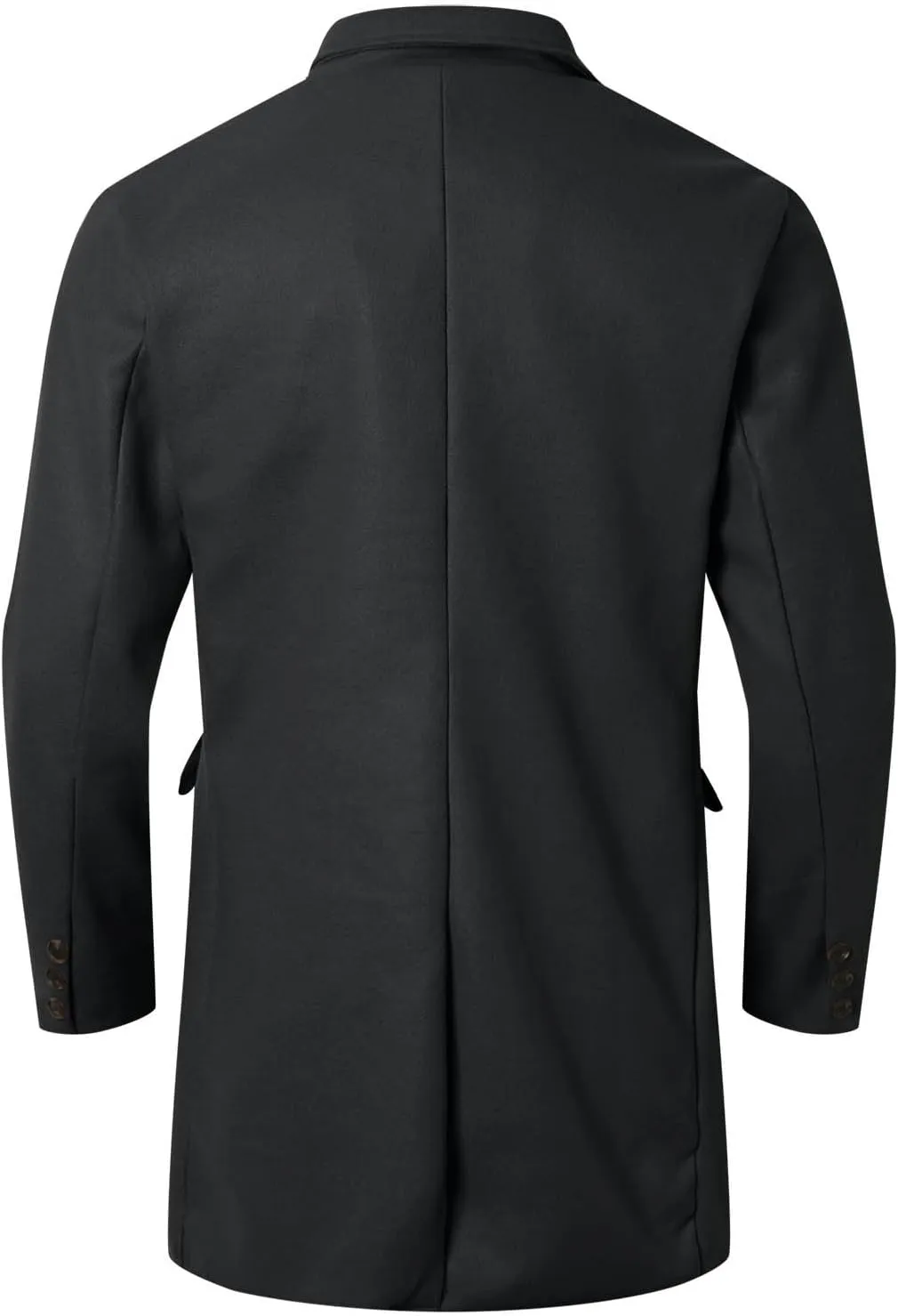 Men's Notched Collar Trench Coat Double Breasted Winter Warm Pea Coats Windbreaker Business Wool Blend Long Jacket