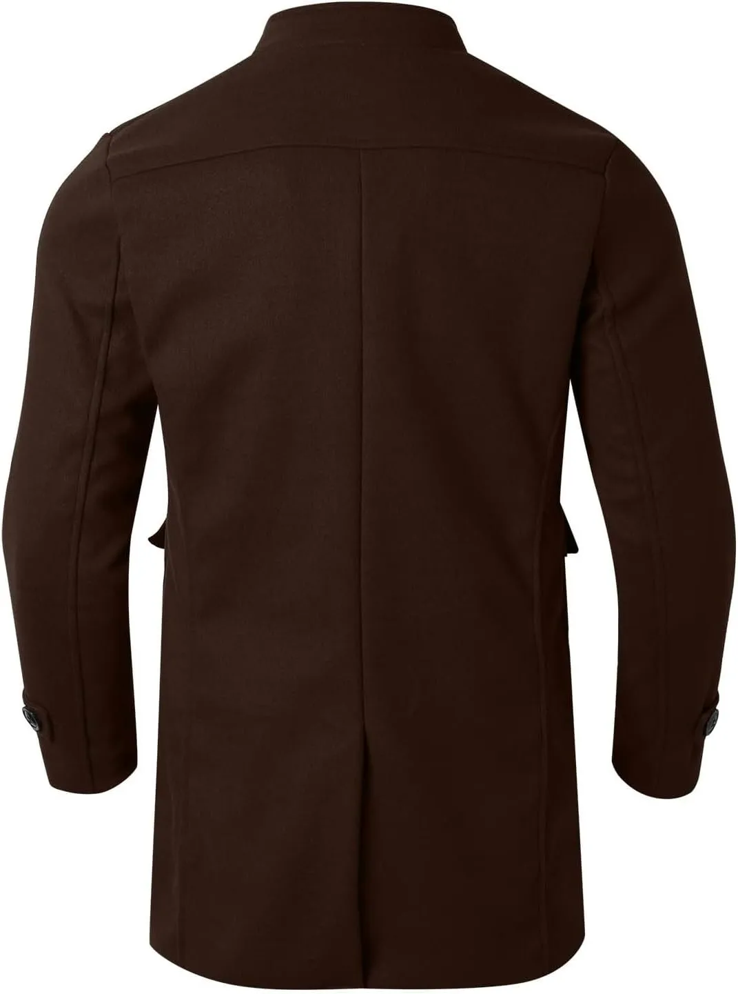 Men's Notched Collar Trench Coat Thicken Single Breasted Long Winter Pea Coats Windbreaker Business Wool Blend Jacket