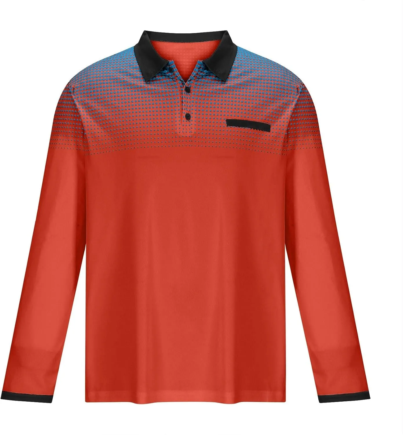 Men's Polo Shirts Long Sleeve Casual Fashion Polo Tee Shirts Color Block Slim Fit Golf Polo Shirt with Pocket