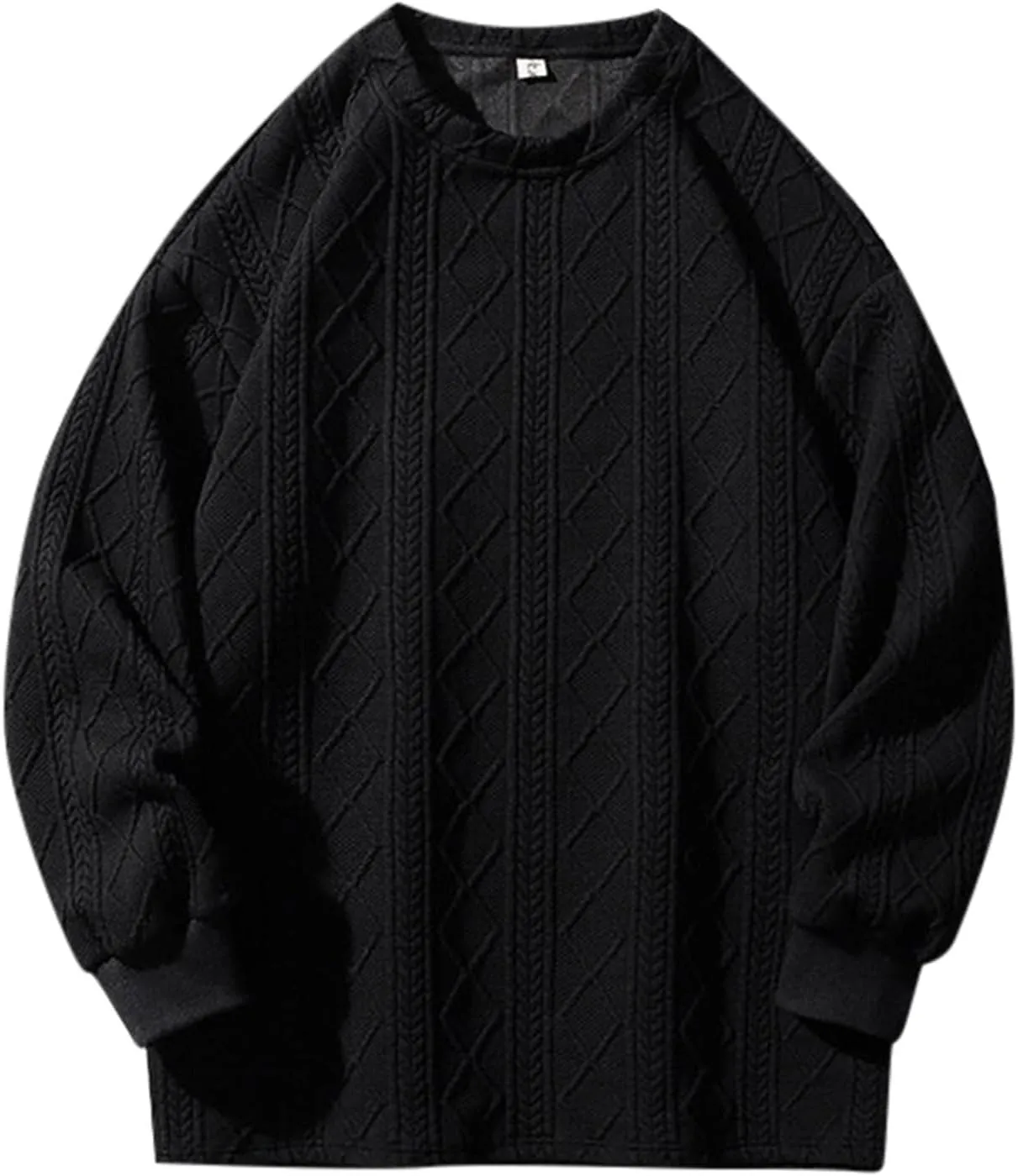 Men's Pullover Sweaters Plus Size Loose Crewneck Top Fashion Twisted Pattern Knit Sweater Stylish Knitwear Lightweight Jumper