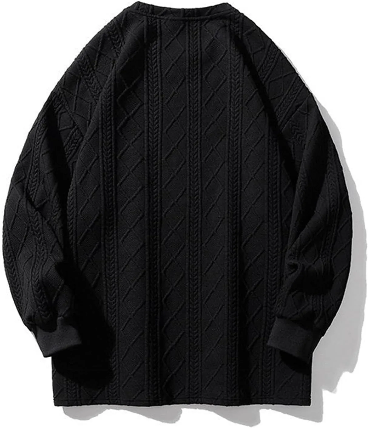 Men's Pullover Sweaters Plus Size Loose Crewneck Top Fashion Twisted Pattern Knit Sweater Stylish Knitwear Lightweight Jumper