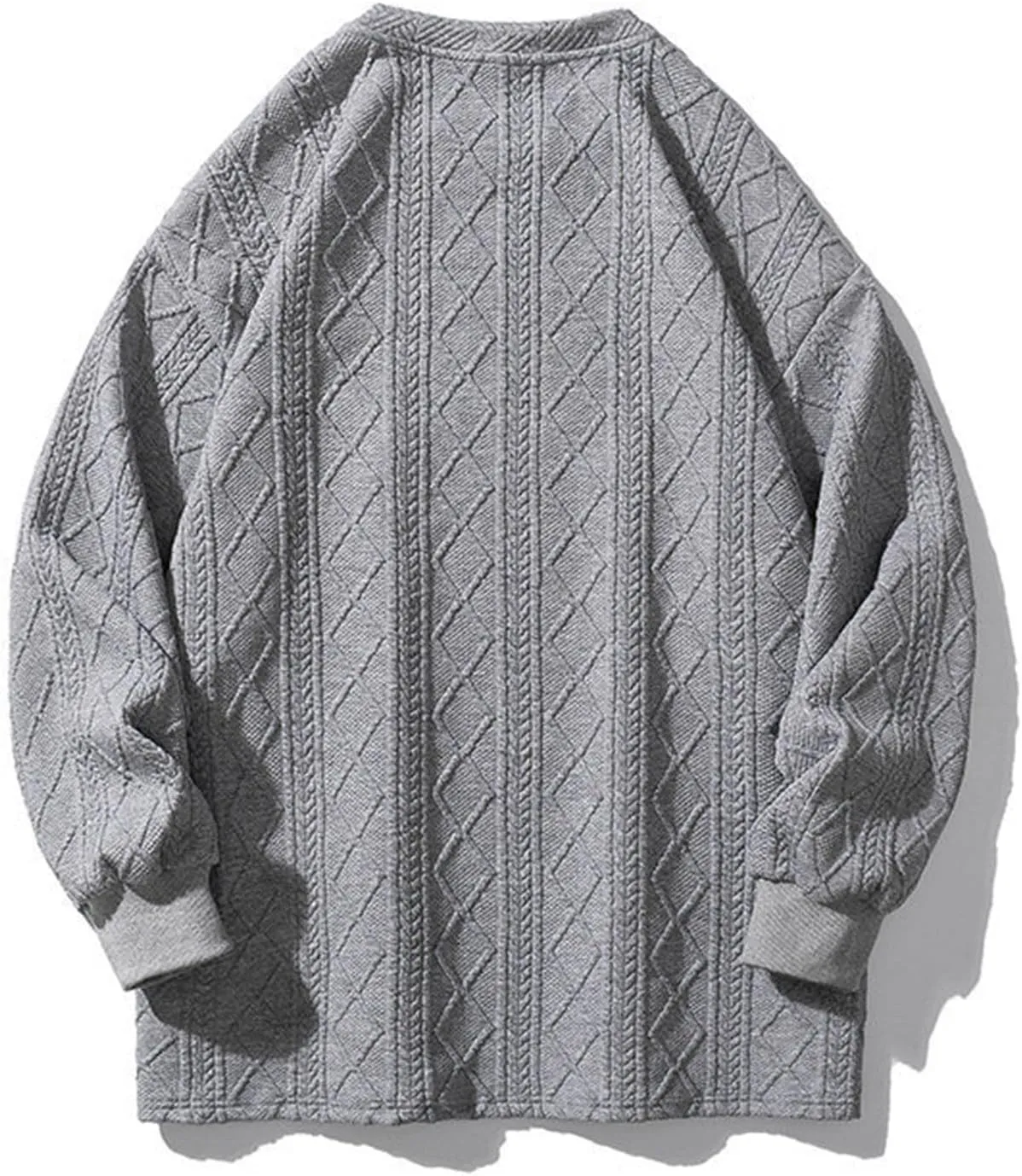 Men's Pullover Sweaters Plus Size Loose Crewneck Top Fashion Twisted Pattern Knit Sweater Stylish Knitwear Lightweight Jumper