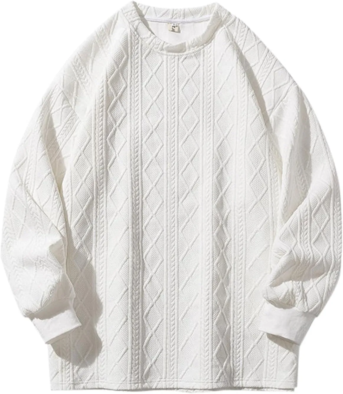 Men's Pullover Sweaters Plus Size Loose Crewneck Top Fashion Twisted Pattern Knit Sweater Stylish Knitwear Lightweight Jumper