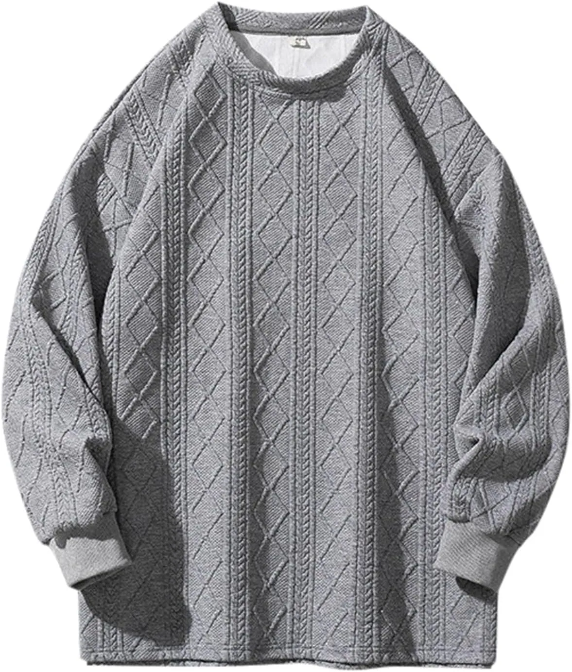 Men's Pullover Sweaters Plus Size Loose Crewneck Top Fashion Twisted Pattern Knit Sweater Stylish Knitwear Lightweight Jumper