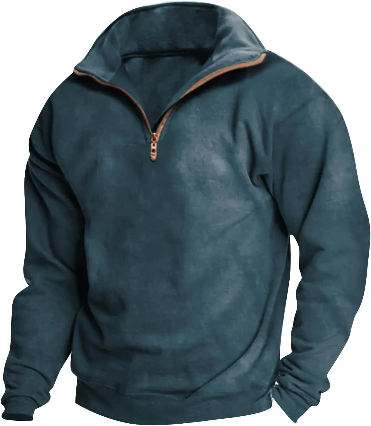 Men's Quarter Zip Casual Comfort Golf Running Sweater Lightweight Soft Pullover Collar Sweatshirt