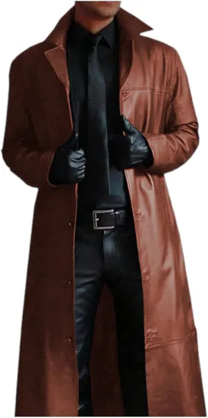 Mens Retro Leather Jacket Long Steampunk Overcoat Long Sleeve Open Front Cardigan Jacket Vintage Trench Coat S-3XL