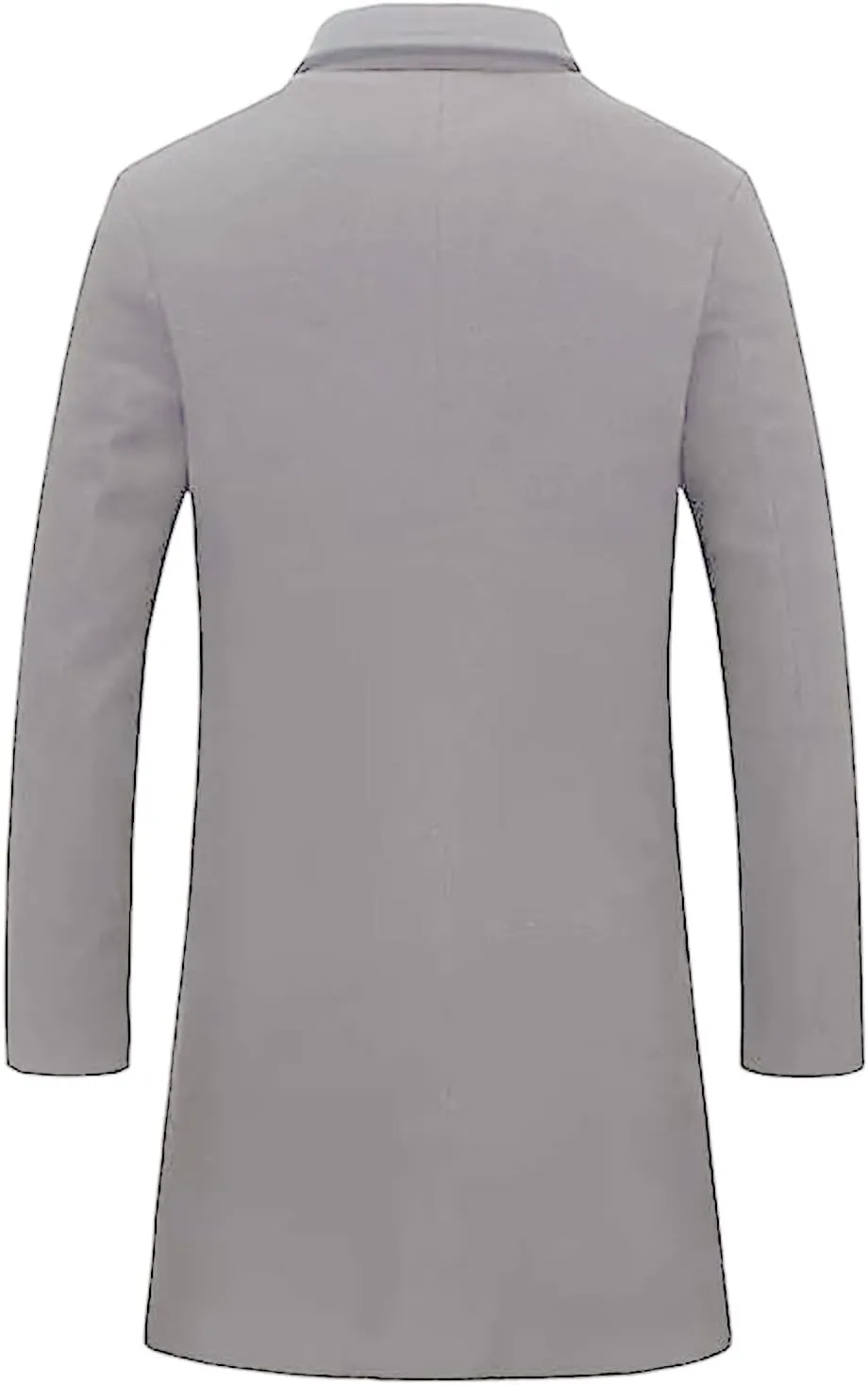 Mens Single Breasted Notch Lapel Trench Coat Long Casual Pea Coat with Slim Fit Warm Soft for Fall and Winter