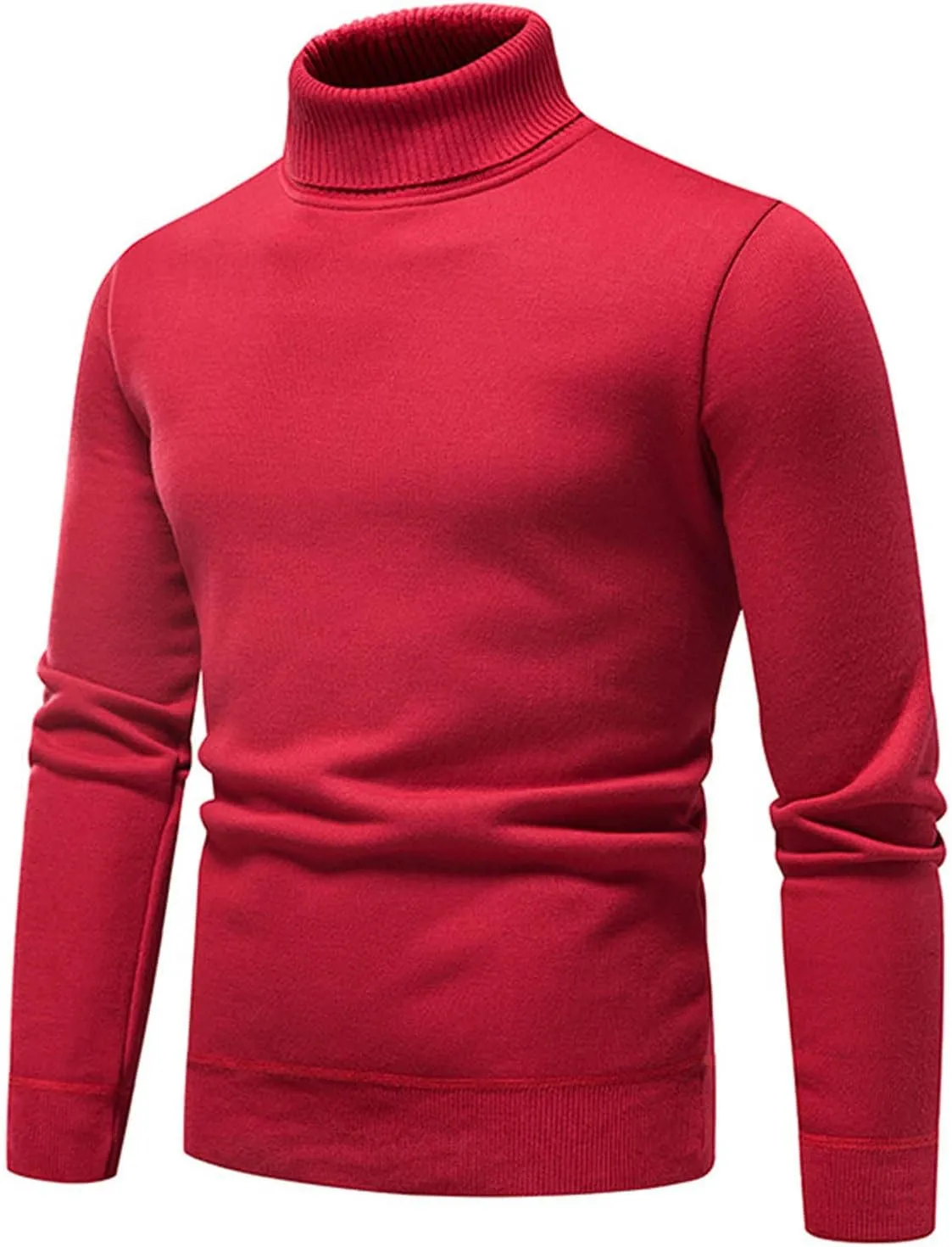 Men's Slim Fit Turtleneck Knit Pullover Sweater Men Slim Fit Long Sleeve Knitted Jumper Tops Mens Solid Thick Knitwear
