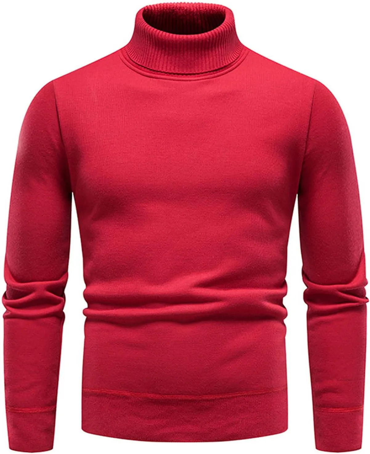 Men's Slim Fit Turtleneck Knit Pullover Sweater Men Slim Fit Long Sleeve Knitted Jumper Tops Mens Solid Thick Knitwear