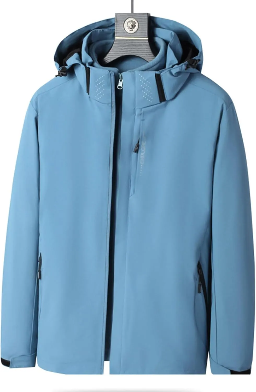 Mens Solid Color Hoodie Zip up Interchange Detachable Jacket Hooded Windbreaker Causal Fashion Outwear with Pockets