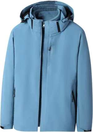 Mens Solid Color Hoodie Zip up Interchange Detachable Jacket Hooded Windbreaker Causal Fashion Outwear with Pockets