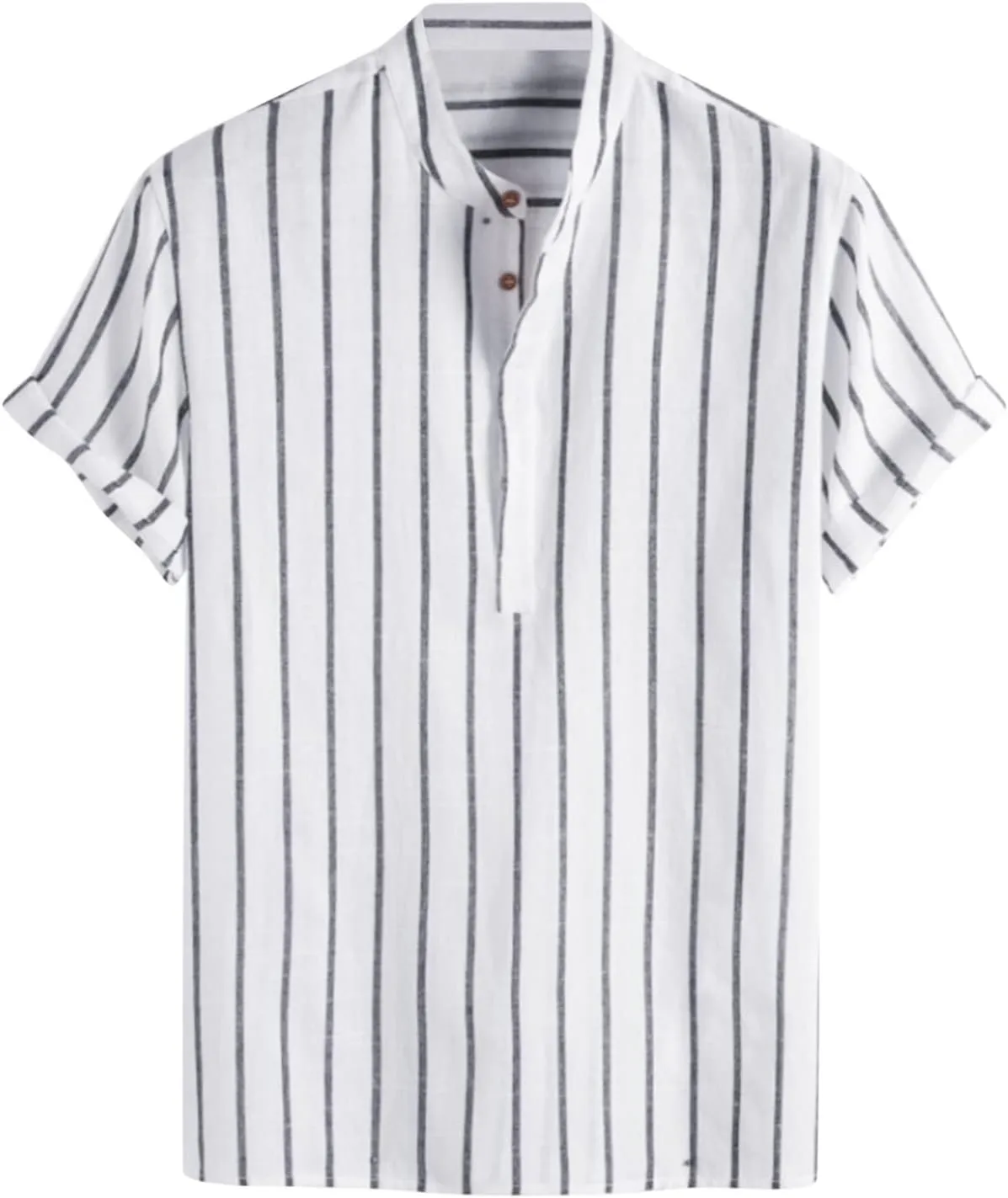 Men's Striped Shirt Untucked Shirt Casual Short Sleeve Shirt Wrinkle Free Wedding Shirts Summer Beach Vacation Shirts