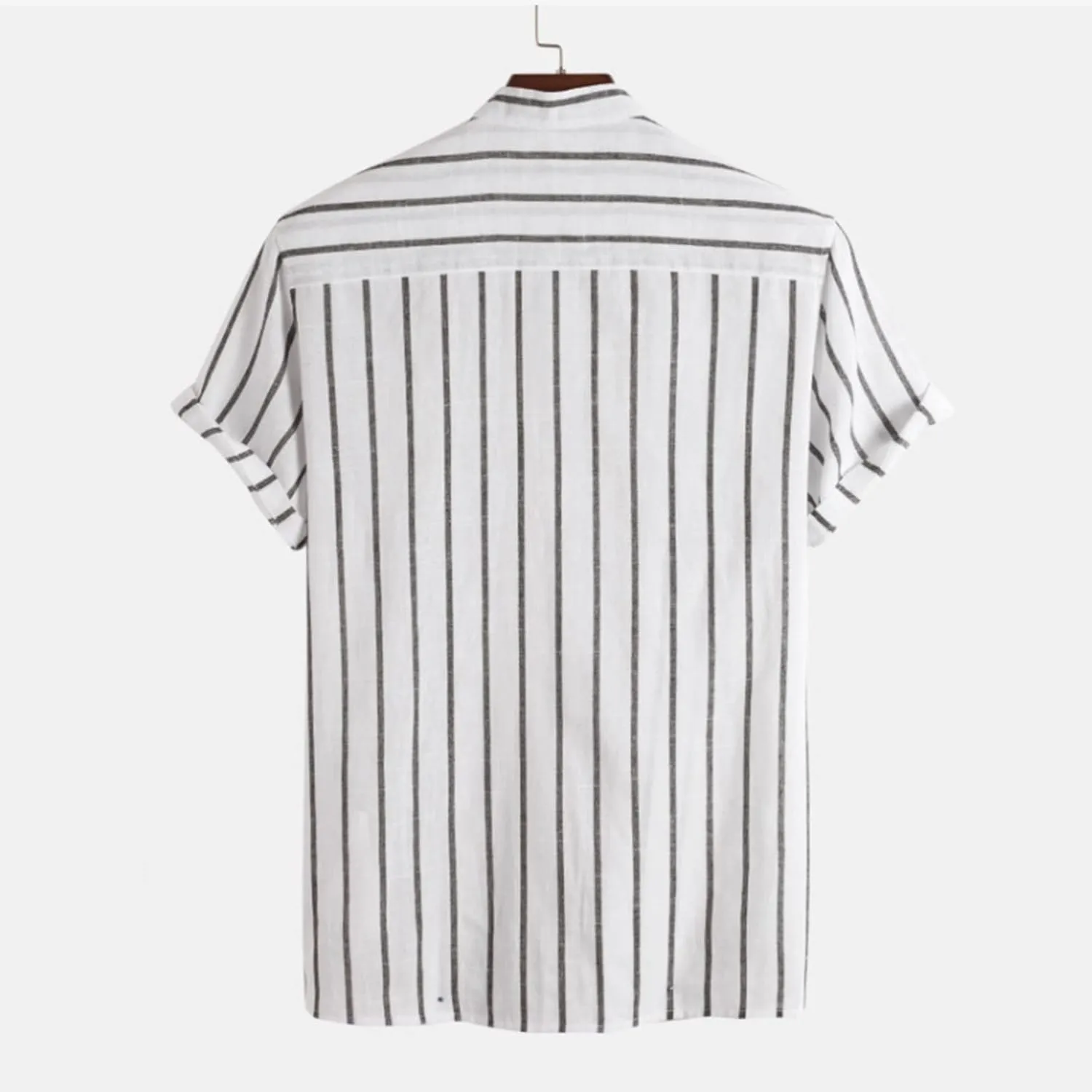 Men's Striped Shirt Untucked Shirt Casual Short Sleeve Shirt Wrinkle Free Wedding Shirts Summer Beach Vacation Shirts