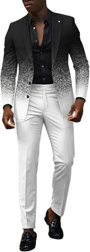 Mens Stylish Suit Sets Slim Fit 3 Button Blazer Jacket and Pants Wedding Prom Tuxedo Set Casual Business Suit Sets