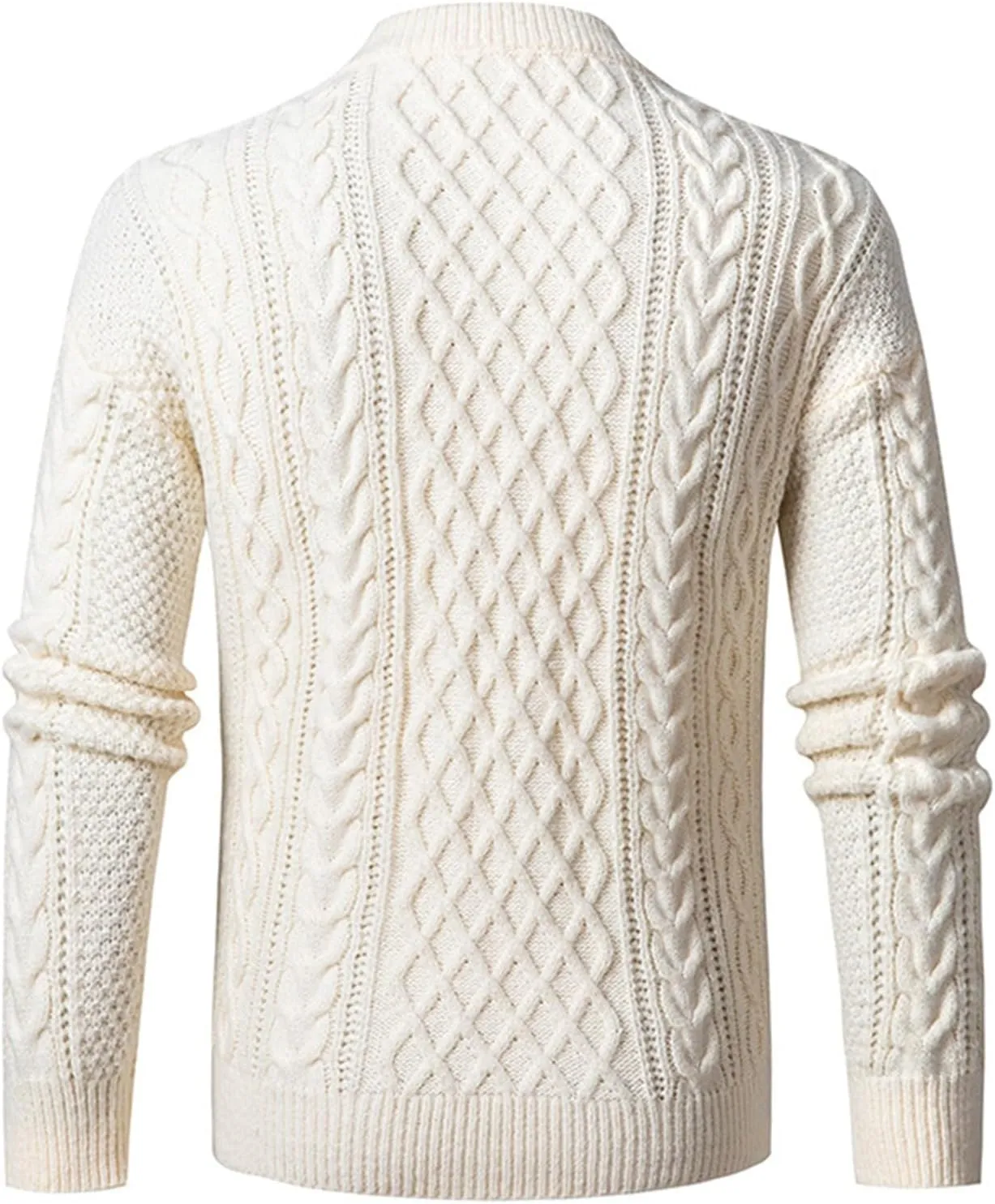 Mens Sweater Plus Size Cable Knit Pullover Jumpers Classic Long Sleeve Crew Neck Twist Textured Casual Sweaters