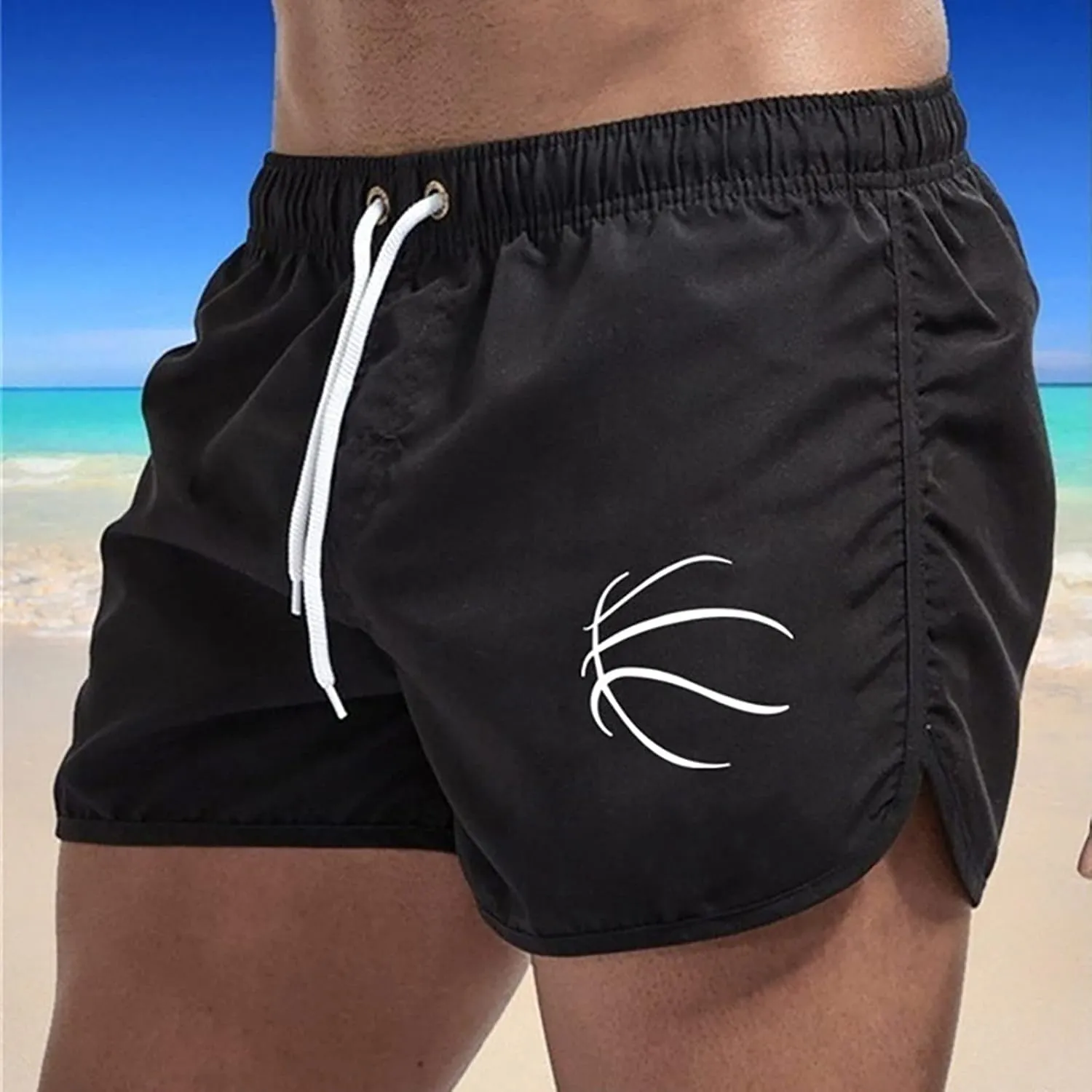Men's Swim Trunks 5 Inch Quick Dry Baseball Board Shorts Summer Swimming Trunks Beach Shorts for Men Bathing Suits