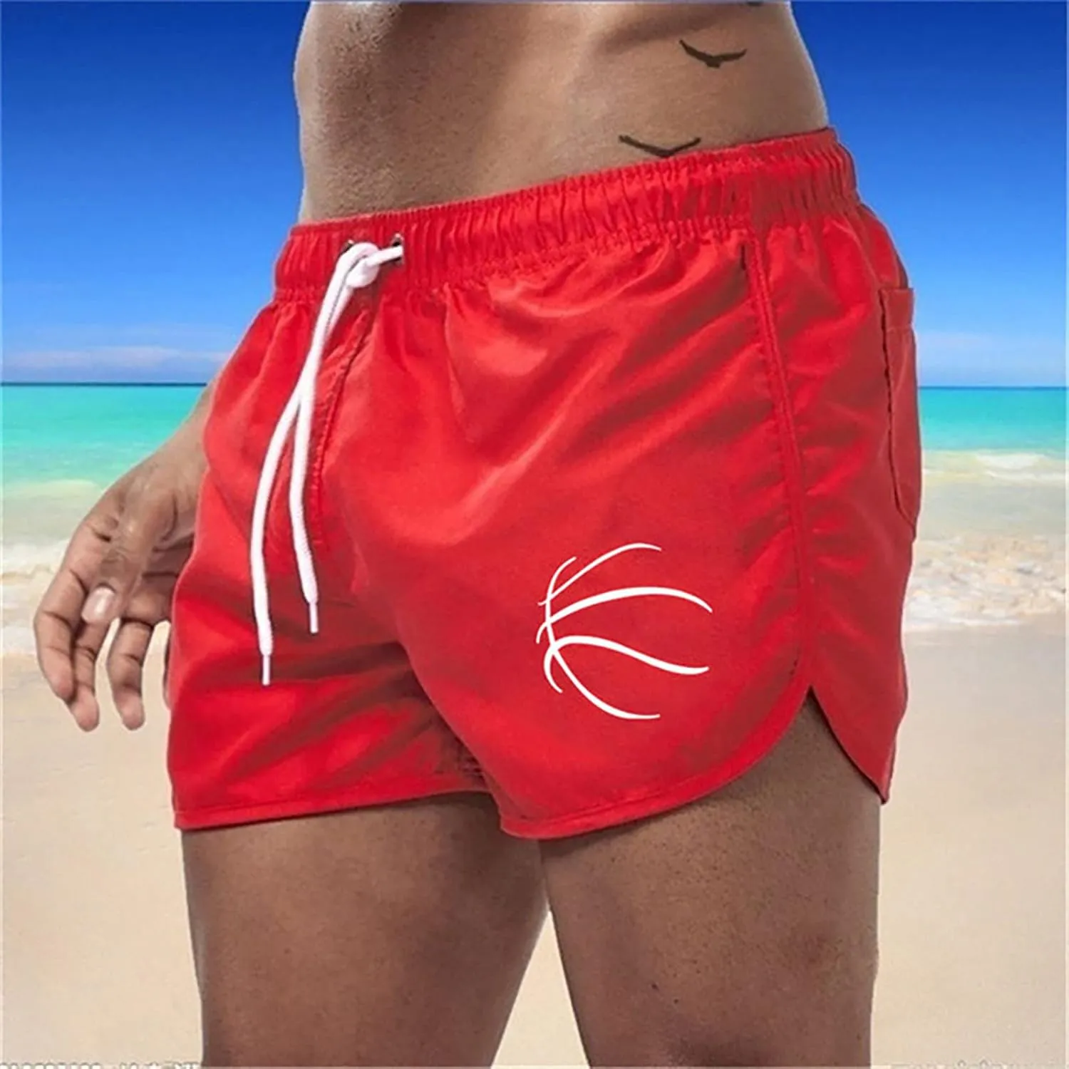 Men's Swim Trunks 5 Inch Quick Dry Baseball Board Shorts Summer Swimming Trunks Beach Shorts for Men Bathing Suits