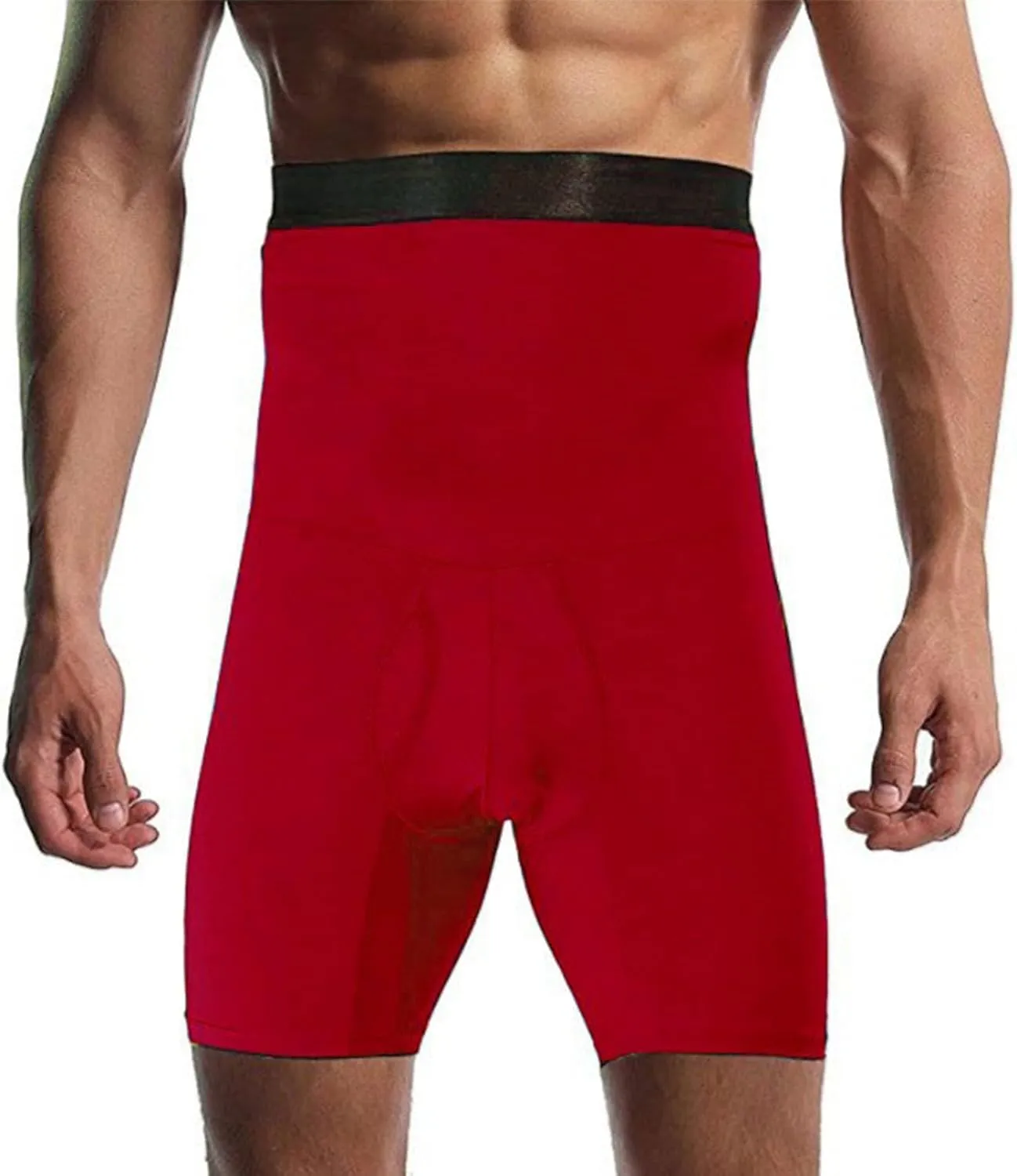 Men's Swim Trunks Plus Size Boxer Underwear 2 in 1 Solid Color High Stretch Panties Comfortable Breathable Briefs