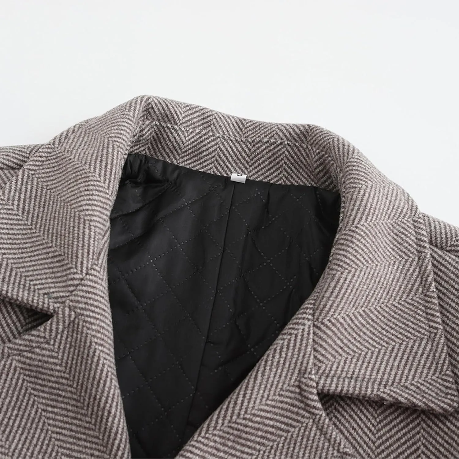 Men's Trench Casual Long Jacket Winter Classic Wool Blend Overcoat with Pockets
