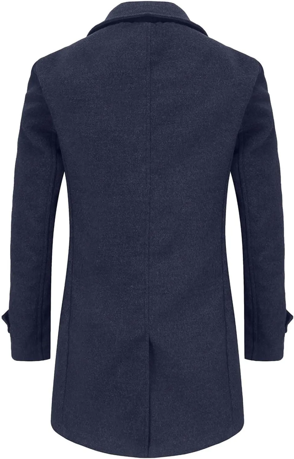 Men's Trench Casual Long Jacket Winter Classic Wool Blend Overcoat with Pockets