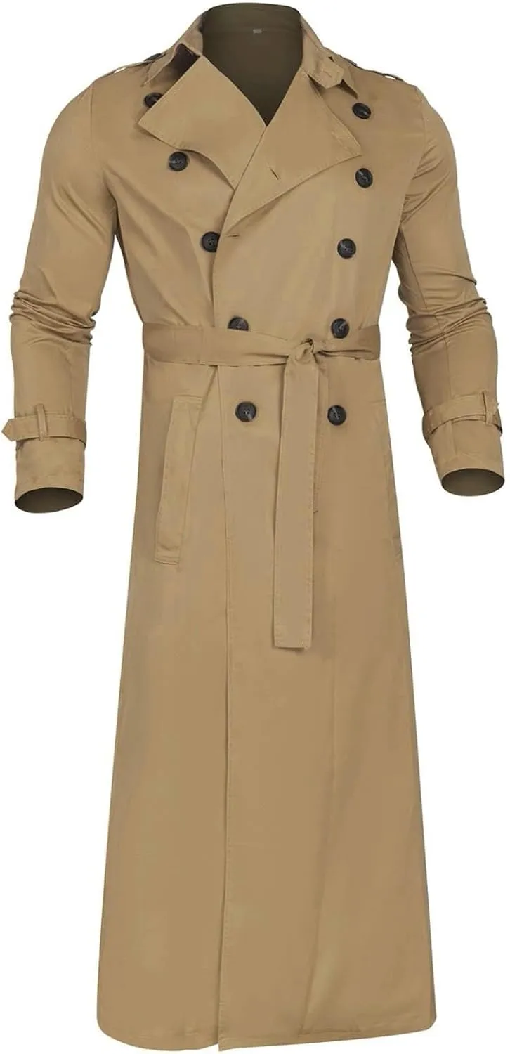 Men's Trench Coat Fall Winter Double Breasted Trench Coat Oversized Casual windbreaker Lapel Long Jacket Overcoat