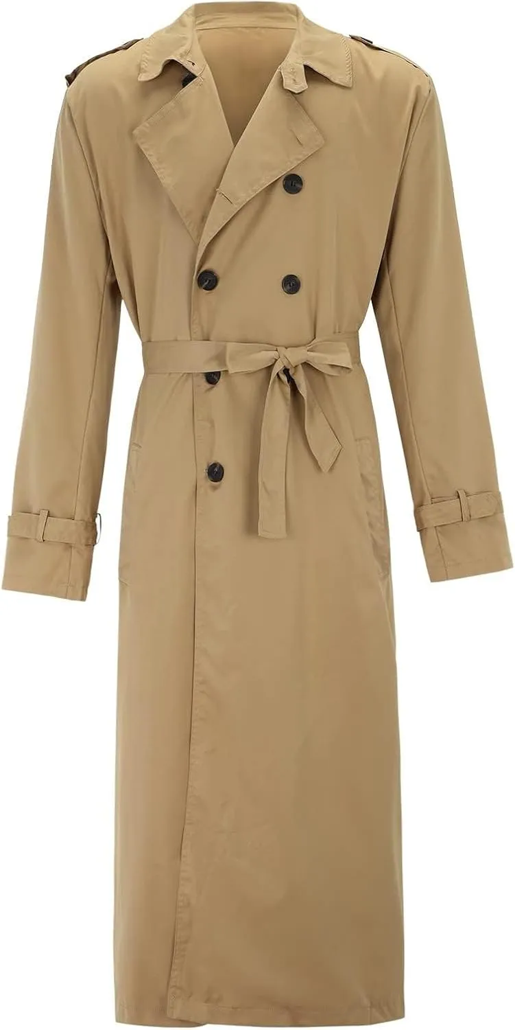 Men's Trench Coat Fall Winter Double Breasted Trench Coat Oversized Casual windbreaker Lapel Long Jacket Overcoat