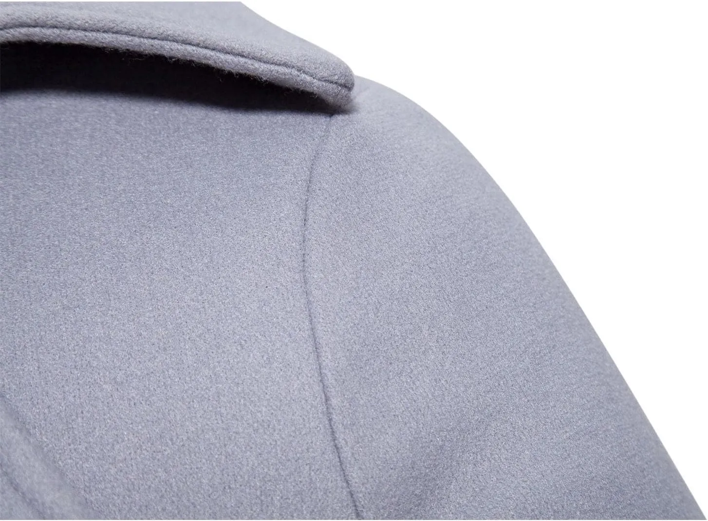 Men's Trench Coat Fashion Easy Notch Lapel Business Casual Fleece Jacket Solid Long Pea Coat Windbreaker Overcoat