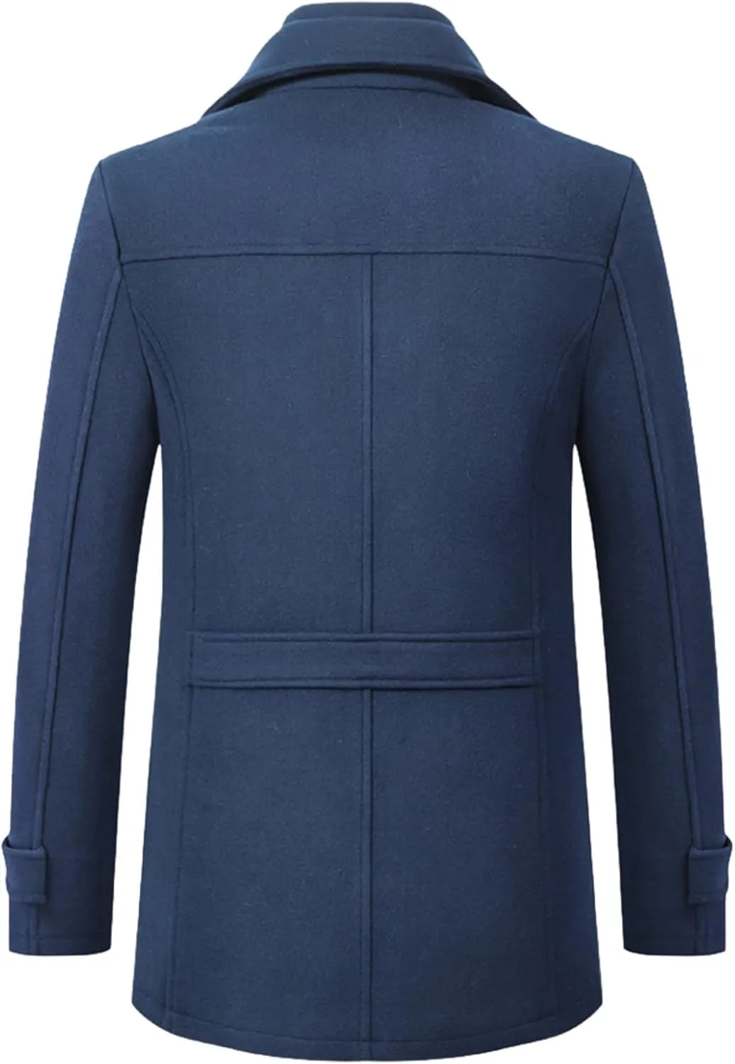Mens Trench Coat, Mens Wool Blend Pea Coat Mid-Length Single Breasted Jacket Winter Classic Overcoat with Pockets