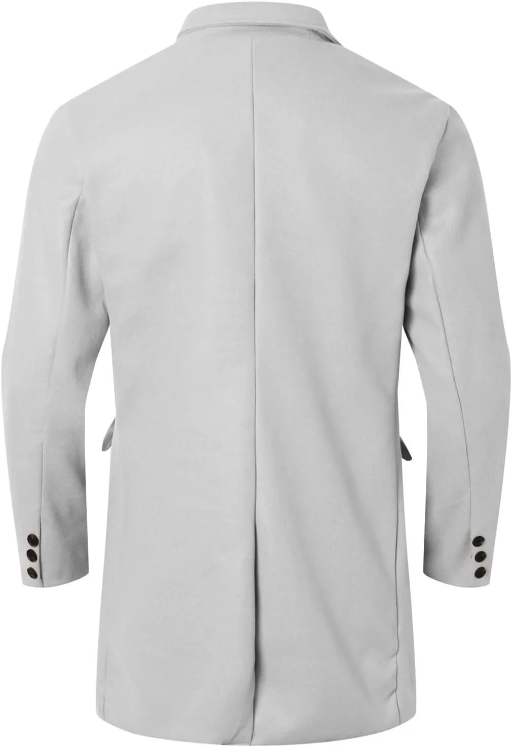 Mens Trench Coat Notch Lapel Double Breasted Casual Pea Coat Winter Warm Coat Long Business Overcoat Windbreaker