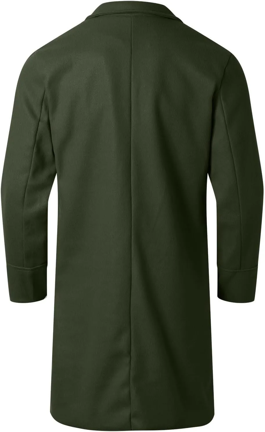 Mens Trench Coat Notched Lapel Double Breasted Casual Pea Coat Winter Warm Coat Long Business Overcoat Windbreaker