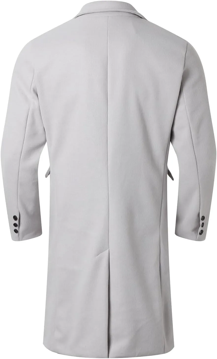 Mens Trench Coat Notched Lapel Double Breasted Casual Pea Coat Winter Warm Coat Long Business Overcoat Windbreaker