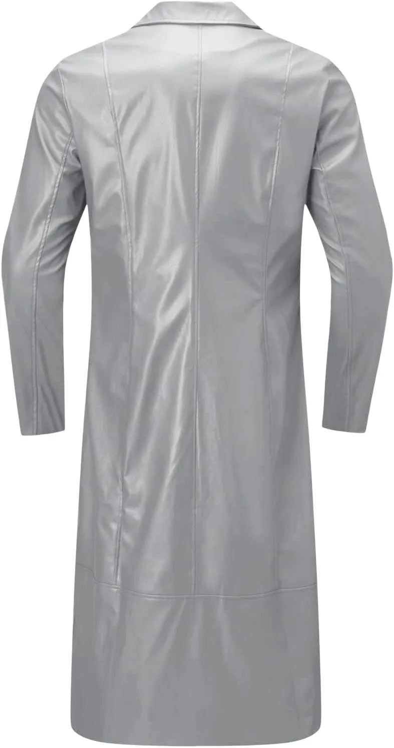 Men's Trench Coat Slim Fit Notch Lapel Single Breasted Overcoat Winter Warm Cotton Business Long Jacket Windbreaker