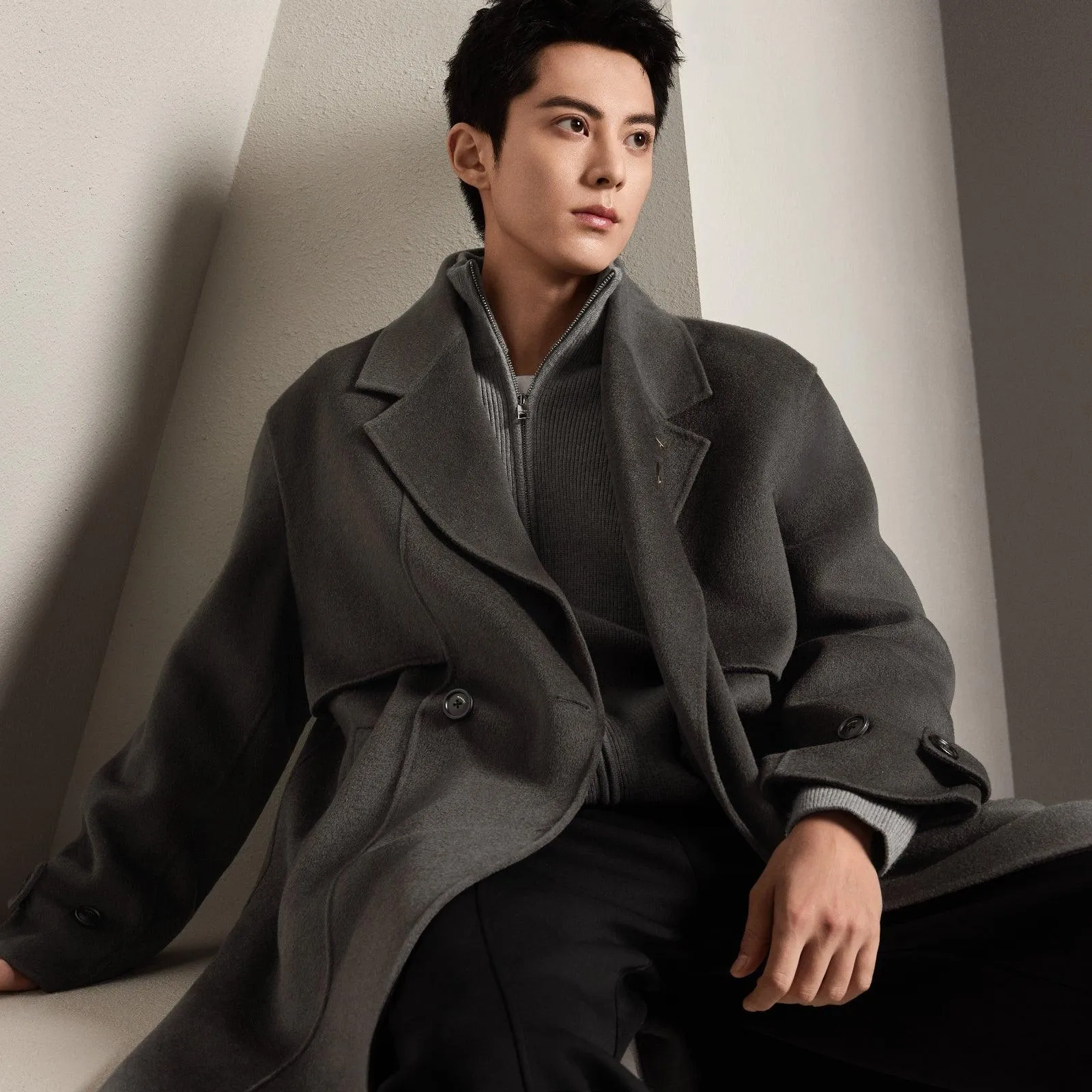 Men's Trench Style Double-sided Wool Coat