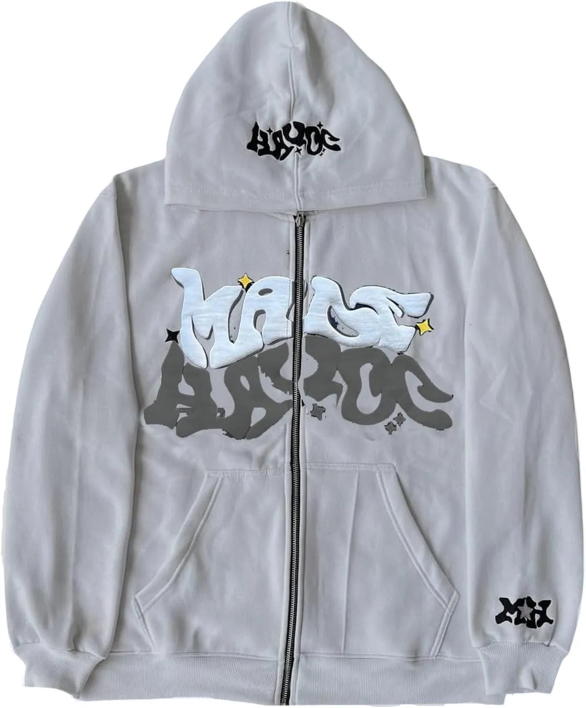 Men's White Casual Vintage Style Long Sleeve Hoodie