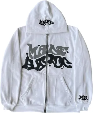 Men's White Casual Vintage Style Long Sleeve Hoodie