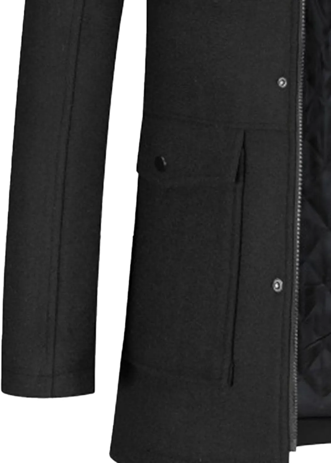 Men's Winter Slim Fit Pea Coat Zipper Casual Woolen Trench Coats Stand Collar Wool Blend Peacoat
