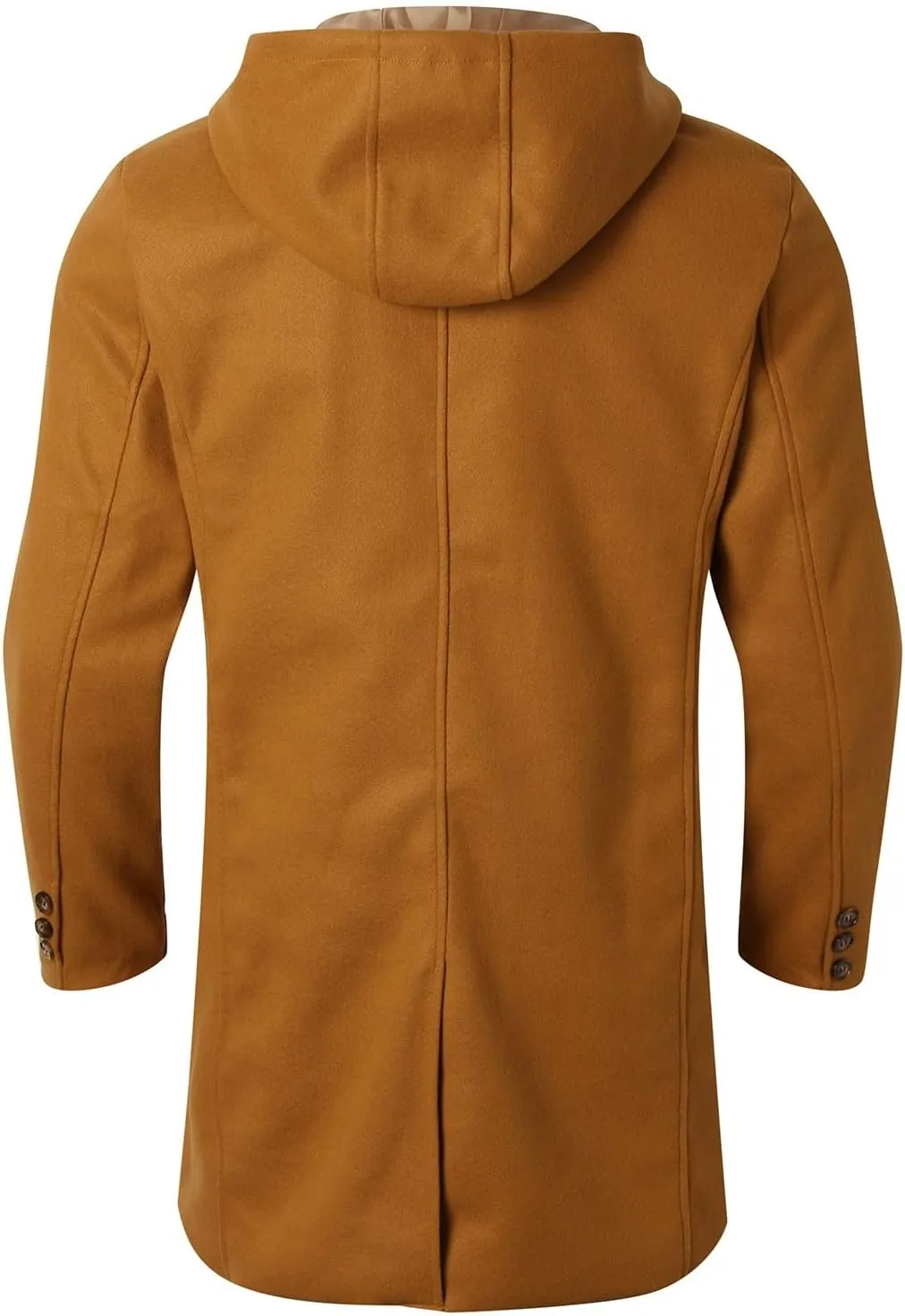 Mens Wool Blend Coat Winter Trench Coats Notched Lapel Warm Double Breasted Overcoat Classic Peacoat with Pockets