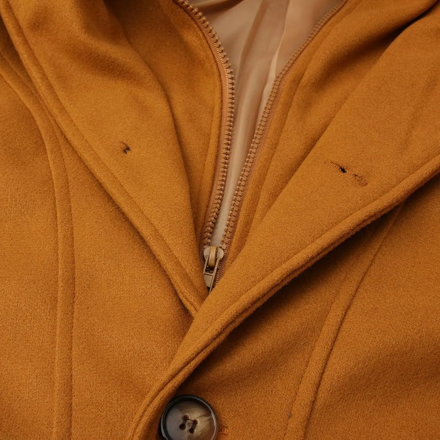 Mens Wool Blend Coat Winter Trench Coats Notched Lapel Warm Double Breasted Overcoat Classic Peacoat with Pockets