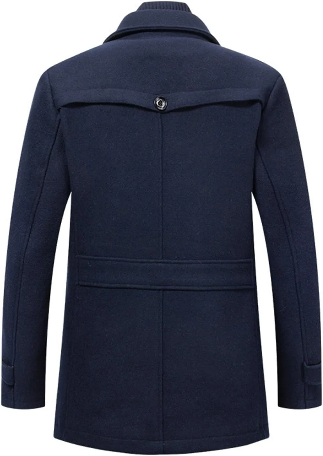 Men's Wool Blend Coats with Detachable Zipper Winter Warm Jakcet Single Breasted Business Windbreaker Pea Coat