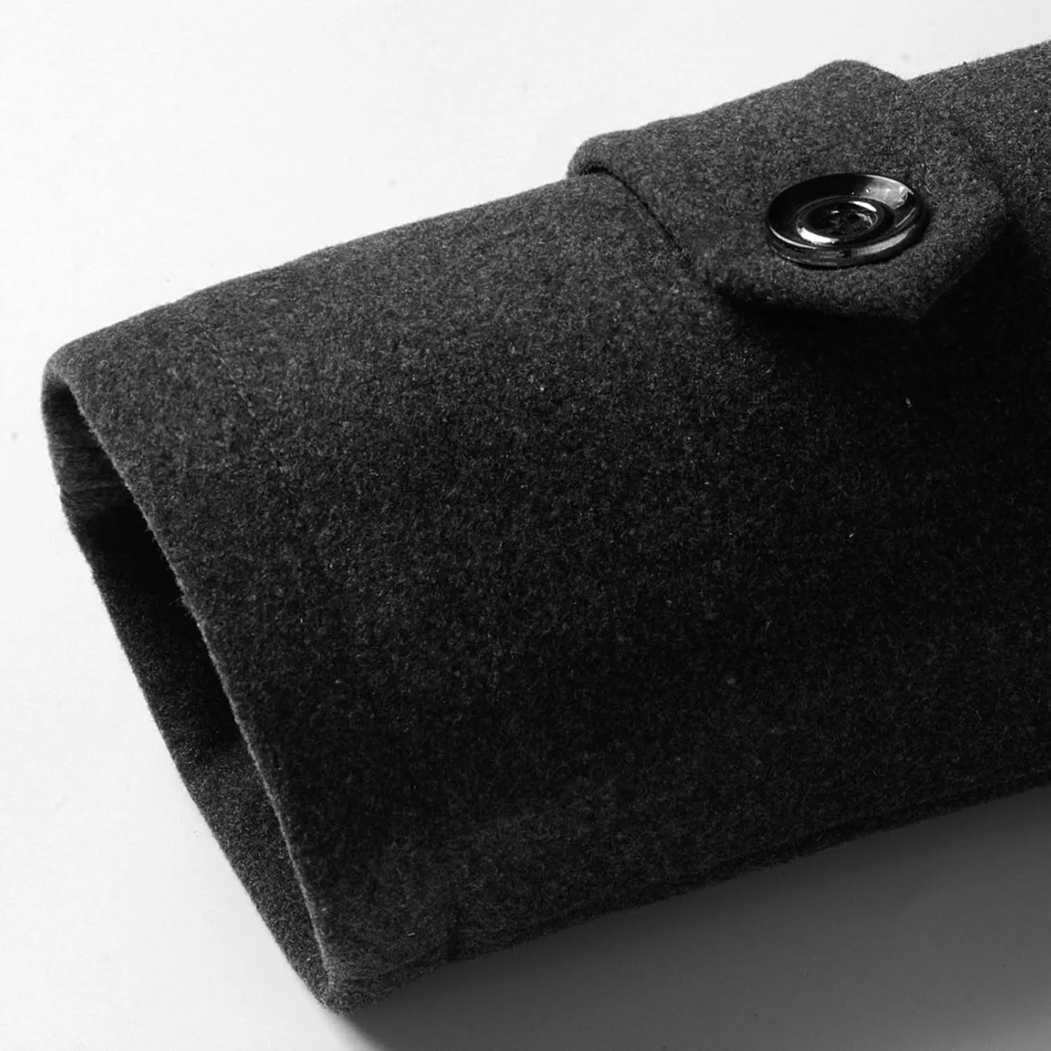 Men's Wool Blend Pea Coat Hooded Zipper Warm Cardigan Knitted Coat Jacket Notched Lapel Belt Fall Windproof Coat