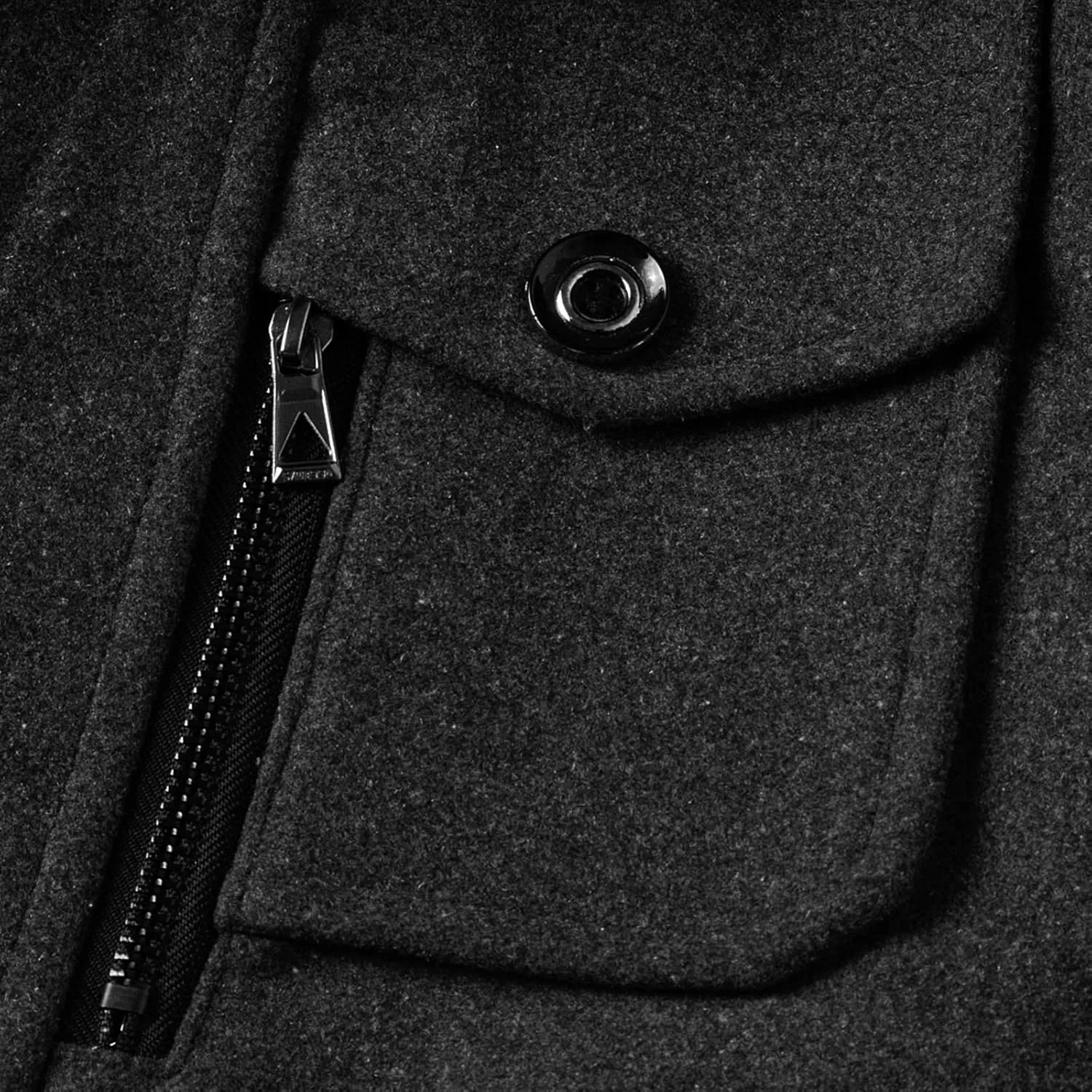 Men's Wool Blend Pea Coat Hooded Zipper Warm Cardigan Knitted Coat Jacket Notched Lapel Belt Fall Windproof Coat