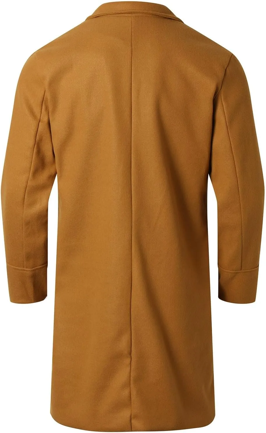 Men's Wool Blend Pea Coat Notched Collar Double Breasted Overcoat Warm Winter Trench Coat Long Jacket Witn Pockets