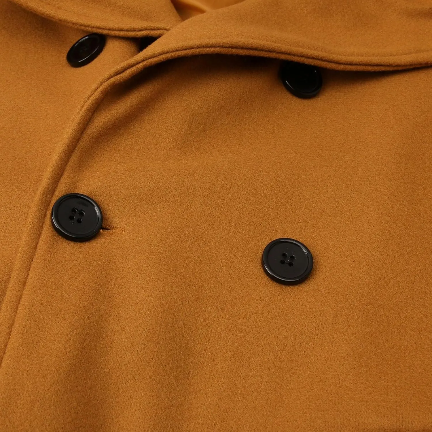 Men's Wool Blend Pea Coat Notched Collar Double Breasted Overcoat Warm Winter Trench Coat Long Jacket Witn Pockets