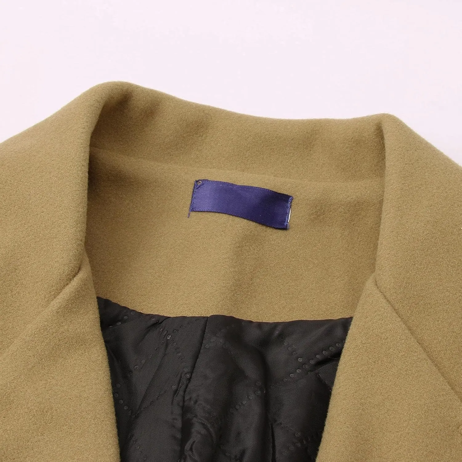 Men's Wool Blend Pea Coat Notched Collar Single Breasted Long Jacket Thicken Knee Length Overcoat Winter Trench Coat