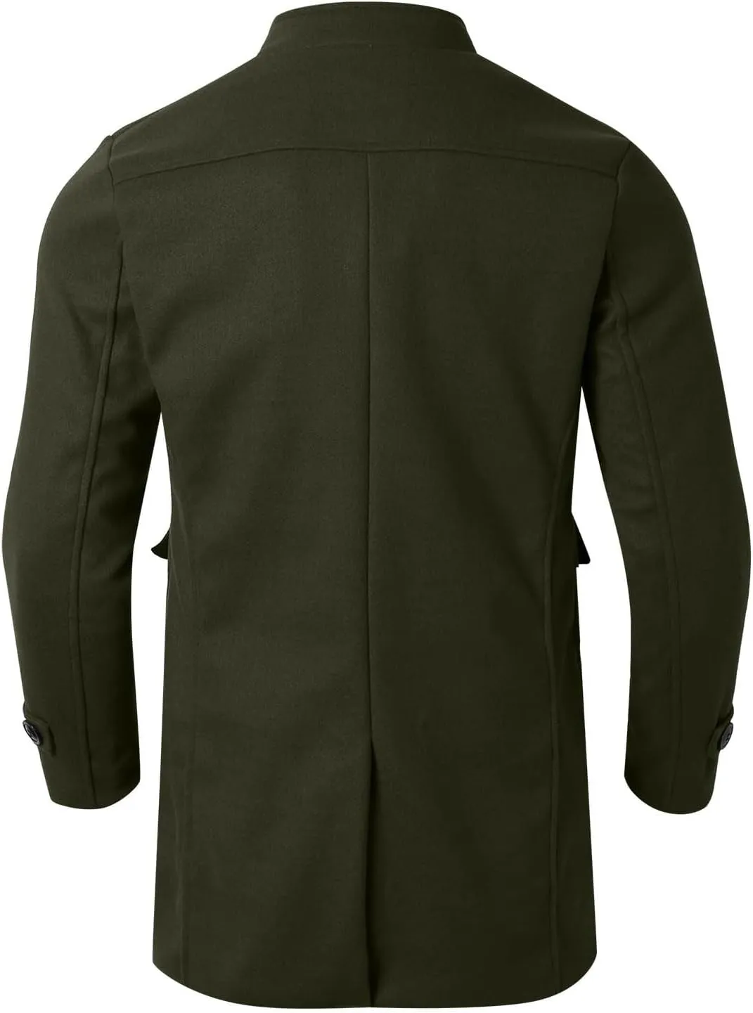 Men's Wool Blend Pea Coat Notched Collar Single Breasted Long Jacket Thicken Knee Length Overcoat Winter Trench Coat