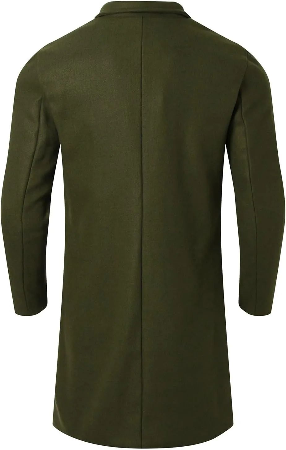 Men's Wool Blend Pea Coat Notched Collar Single Breasted Long Overcoat Warm Winter Trench Coat Business Windbreaker
