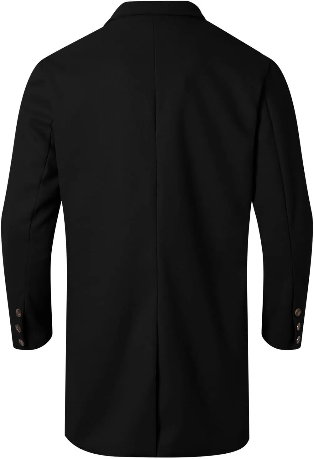 Men's Wool Blend Pea Coat Notched Collar Single Breasted Mid Long Windbreaker Overcoat Warm Winter Trench Coat M-2XL